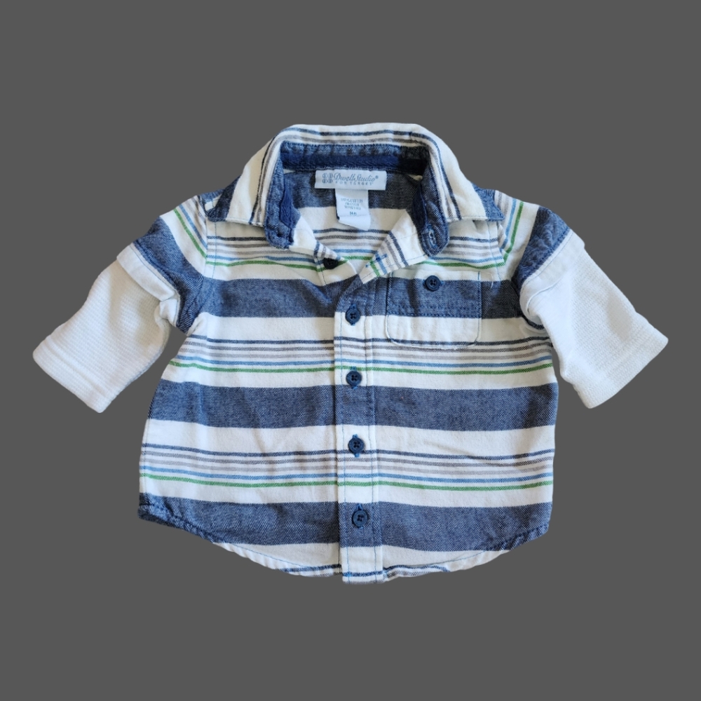 Blue/Green/White Striped Layered Shirt, NB
